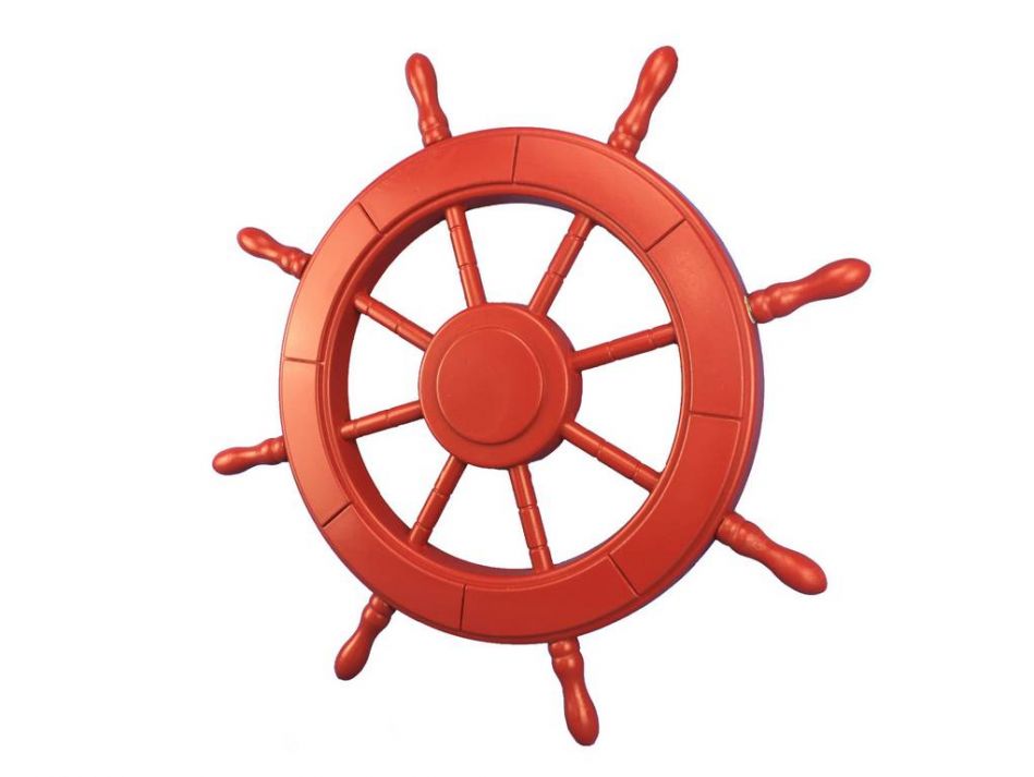 Red Decorative Ship Wheel 24""