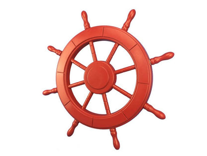 Red Decorative Ship Wheel 24""