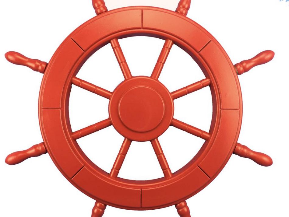Red Decorative Ship Wheel 24""