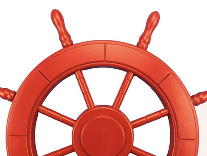 Red Decorative Ship Wheel 24""