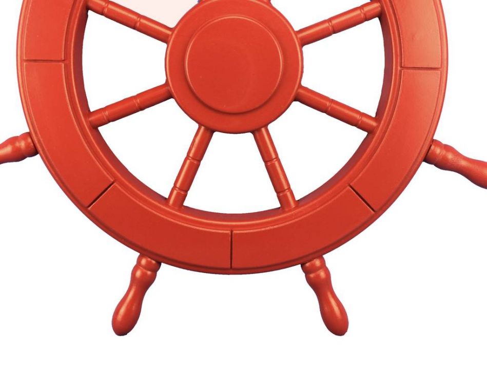 Red Decorative Ship Wheel 24""