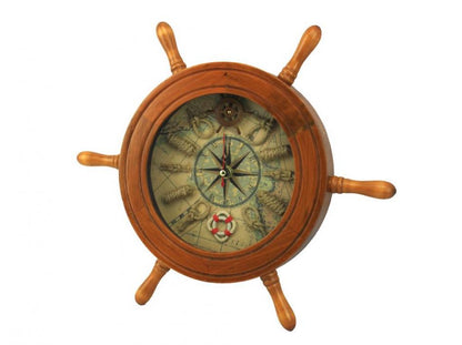 Wooden Ship Wheel Knot Faced Clock 12""