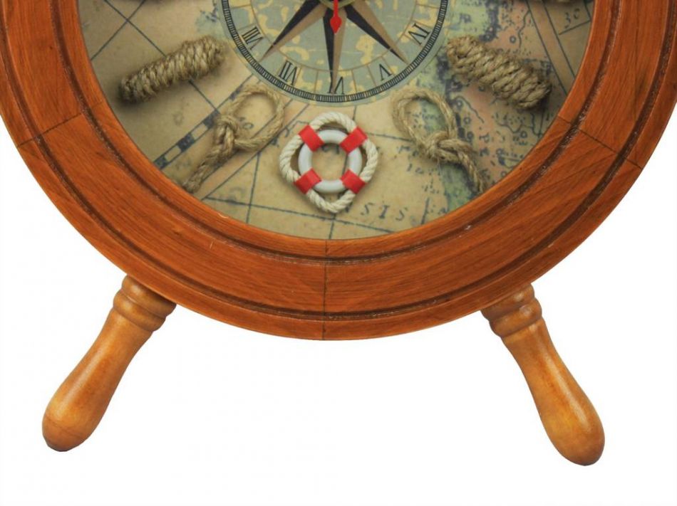 Wooden Ship Wheel Knot Faced Clock 12""