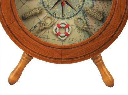 Wooden Ship Wheel Knot Faced Clock 12""