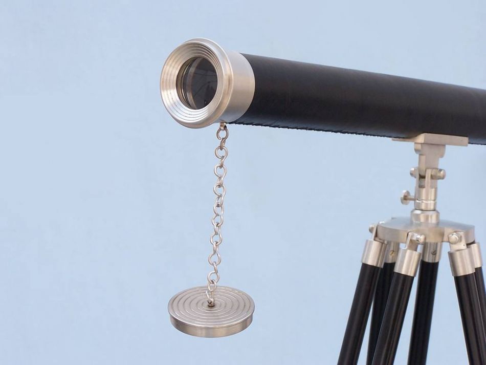 Floor Standing Brushed Nickel With Leather Harbor Master Telescope 60""