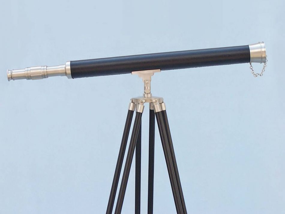 Floor Standing Brushed Nickel With Leather Harbor Master Telescope 60""