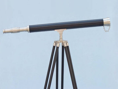 Floor Standing Brushed Nickel With Leather Harbor Master Telescope 60""