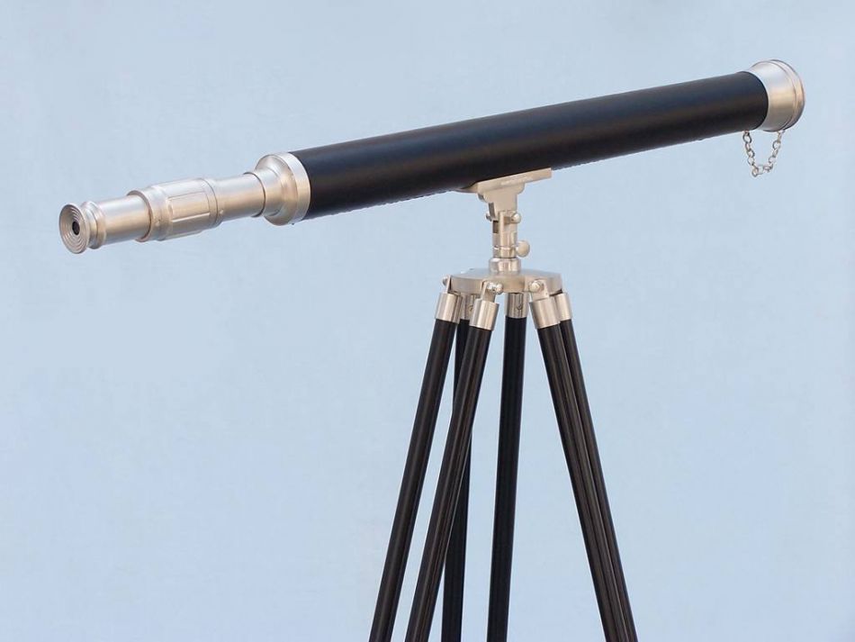 Floor Standing Brushed Nickel With Leather Harbor Master Telescope 60""