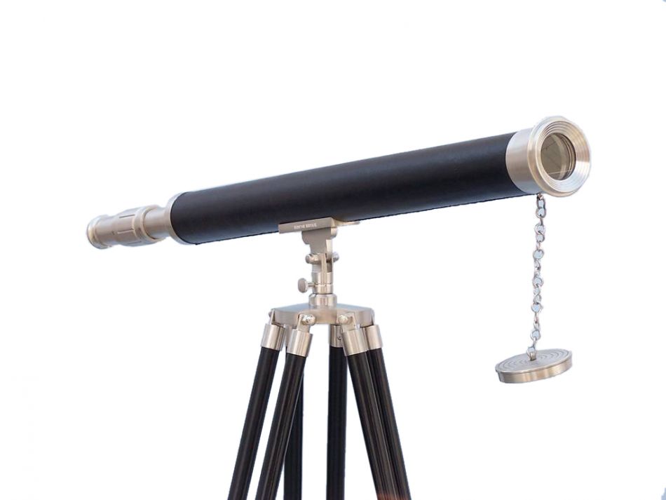 Floor Standing Brushed Nickel With Leather Harbor Master Telescope 60""