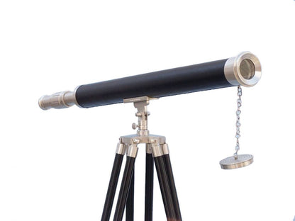 Floor Standing Brushed Nickel With Leather Harbor Master Telescope 60""