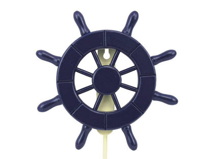Dark Blue Decorative Ship Wheel with Hook 8""