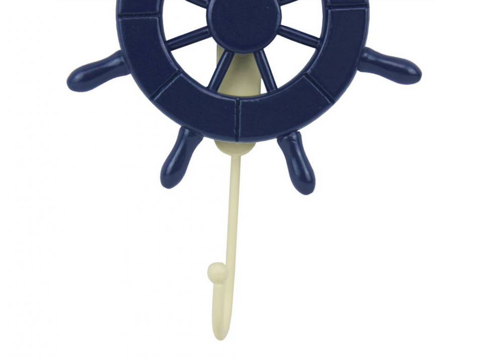 Dark Blue Decorative Ship Wheel with Hook 8""