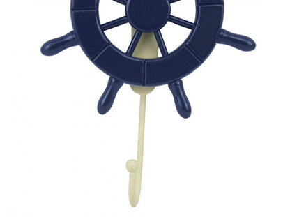 Dark Blue Decorative Ship Wheel with Hook 8""