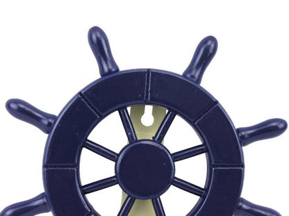 Dark Blue Decorative Ship Wheel with Hook 8""