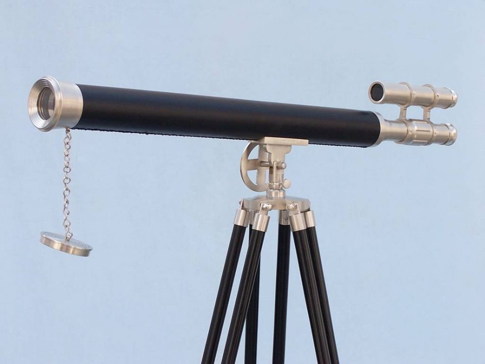 Floor Standing Brushed Nickel With Leather Griffith Astro Telescope 65""
