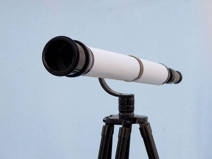 Floor Standing Oil-Rubbed Bronze-White Leather With Black Stand Galileo Telescope 65""