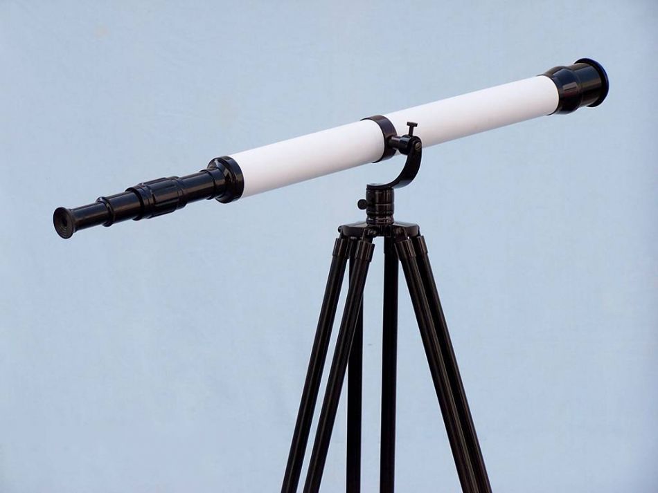 Floor Standing Oil-Rubbed Bronze-White Leather With Black Stand Galileo Telescope 65""