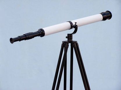 Floor Standing Oil-Rubbed Bronze-White Leather With Black Stand Galileo Telescope 65""