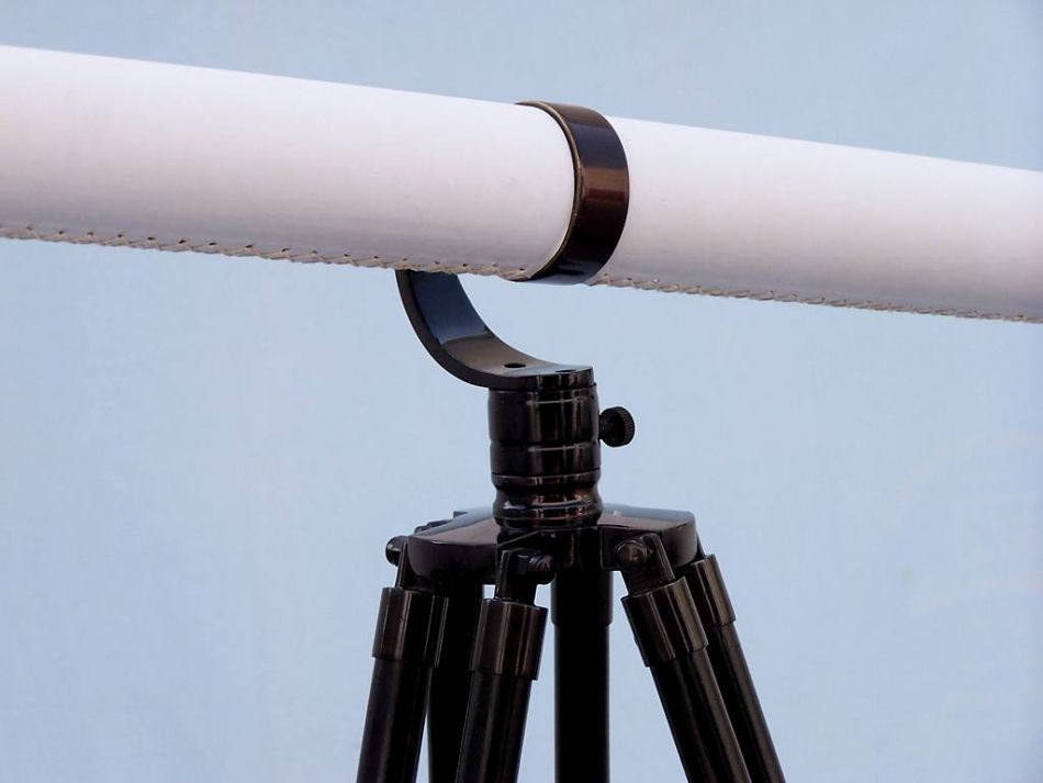 Floor Standing Oil-Rubbed Bronze-White Leather With Black Stand Galileo Telescope 65""
