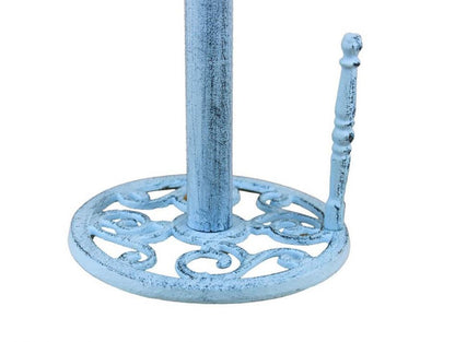 Rustic Dark Blue Whitewashed Cast Iron Anchor Paper Towel Holder 16""