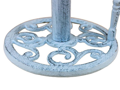 Rustic Dark Blue Whitewashed Cast Iron Anchor Paper Towel Holder 16""