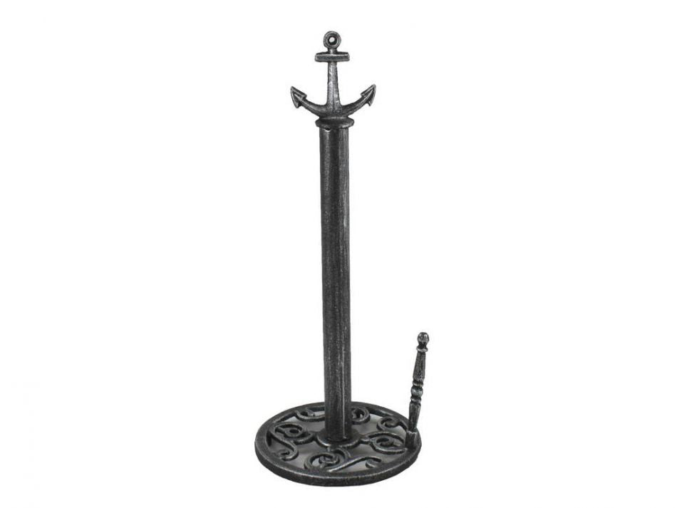 Antique Silver Cast Iron Anchor Paper Towel Holder 16""