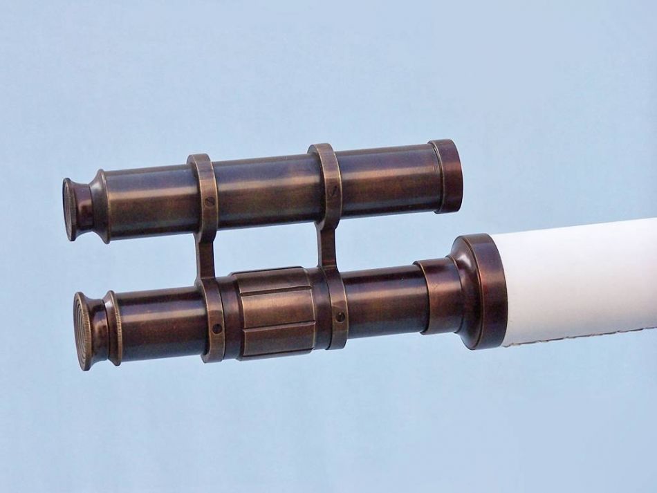 Floor Standing Bronzed With White Leather Griffith Astro Telescope 65""