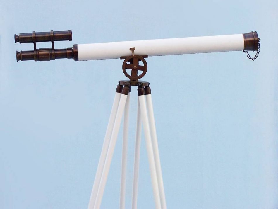 Floor Standing Bronzed With White Leather Griffith Astro Telescope 65""