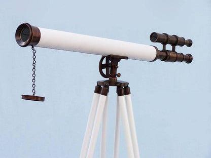 Floor Standing Bronzed With White Leather Griffith Astro Telescope 65""