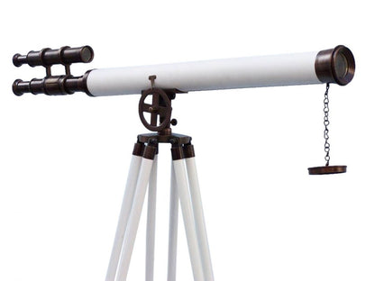 Floor Standing Bronzed With White Leather Griffith Astro Telescope 65""