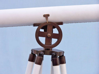 Floor Standing Bronzed With White Leather Griffith Astro Telescope 65""