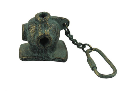 Antique Bronze Cast Iron Diver Helmet Key Chain 5""