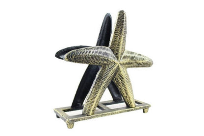 Antique Gold Cast Iron Starfish Napkin Holder 6""
