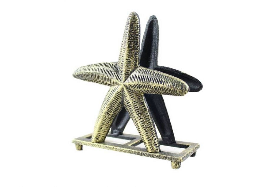 Antique Gold Cast Iron Starfish Napkin Holder 6""