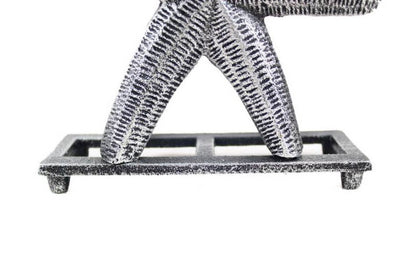 Antique Silver Cast Iron Starfish Napkin Holder 6""
