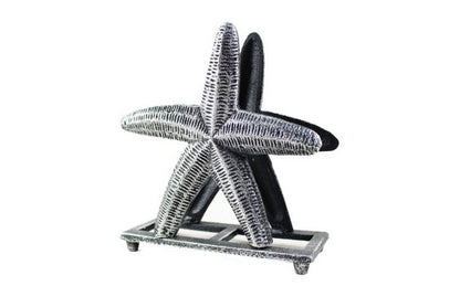 Antique Silver Cast Iron Starfish Napkin Holder 6""