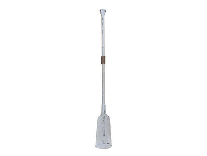 Wooden Rustic Whitewashed Squared Decorative Rowing Boat Oar with Hooks 50""