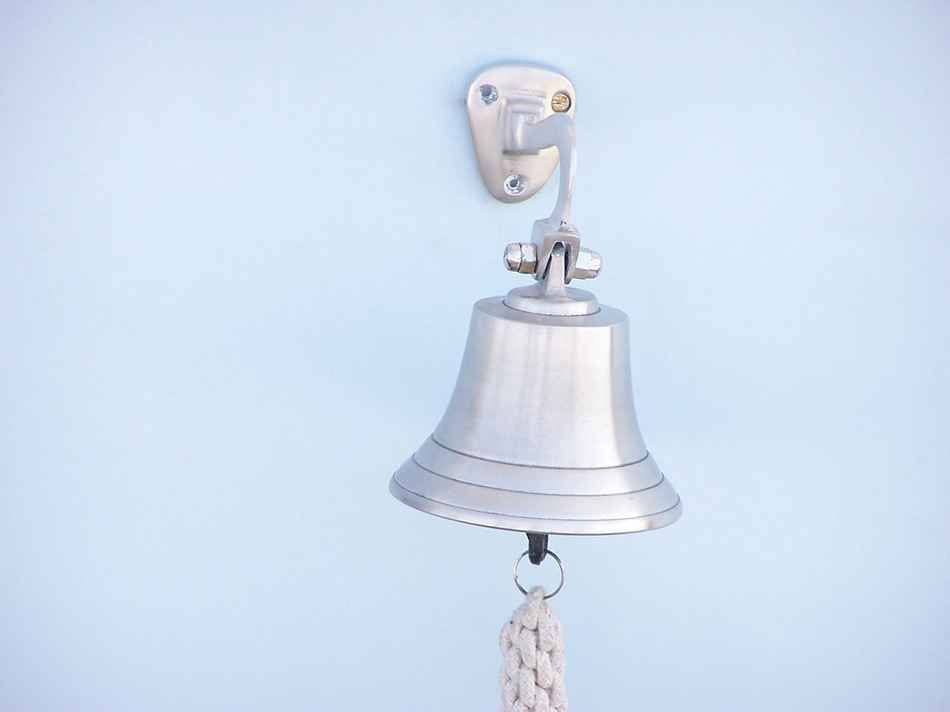Brushed Nickel Hanging Ship's Bell 6""