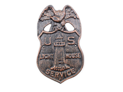 Rustic Copper Cast Iron US Lighthouse Service Sign 9""