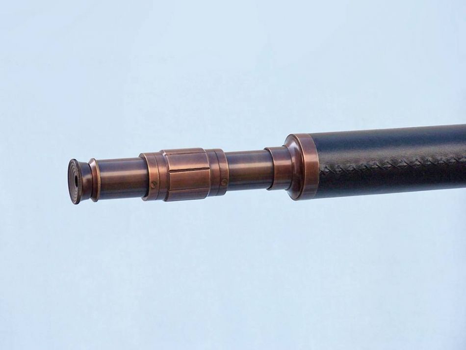 Floor Standing Antique Copper With Leather Galileo Telescope 65""