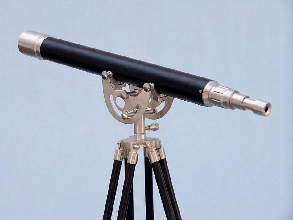 Floor Standing Brushed Nickel With Leather Anchormaster Telescope 50""