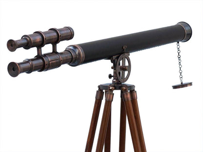Floor Standing Antique Copper with Leather Griffith Astro Telescope 65""