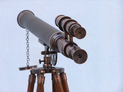 Floor Standing Antique Copper with Leather Griffith Astro Telescope 65""