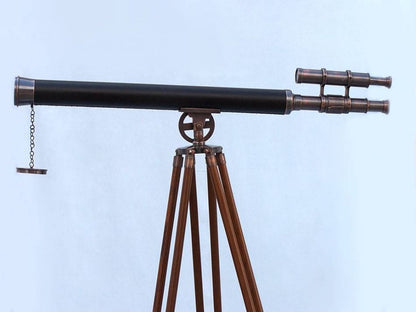 Floor Standing Antique Copper with Leather Griffith Astro Telescope 65""