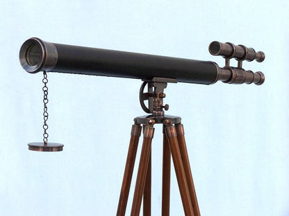 Floor Standing Antique Copper with Leather Griffith Astro Telescope 65""