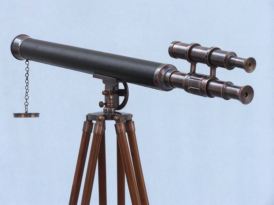 Floor Standing Antique Copper with Leather Griffith Astro Telescope 65""
