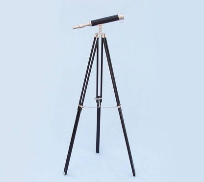 Floor Standing Brushed Nickel With Leather Harbor Master Telescope 50""
