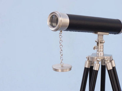 Floor Standing Brushed Nickel With Leather Harbor Master Telescope 50""