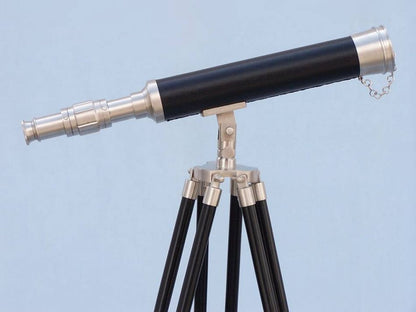 Floor Standing Brushed Nickel With Leather Harbor Master Telescope 50""
