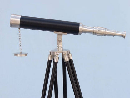 Floor Standing Brushed Nickel With Leather Harbor Master Telescope 50""